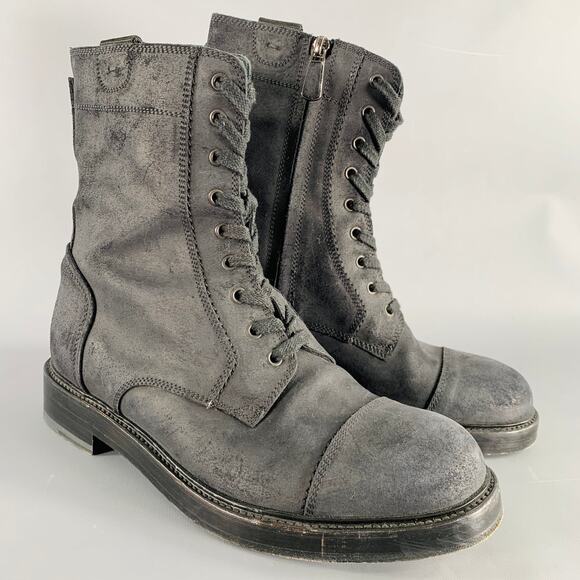 PAUL ANDREW Size 10 Black Nubuck Leather Side Zipper Boots - Picture 1 of 8
